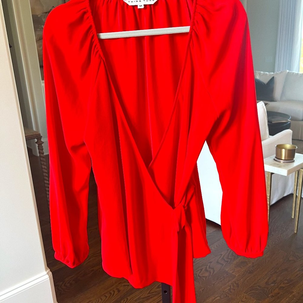 Trina Turk Red Wrap Blouse